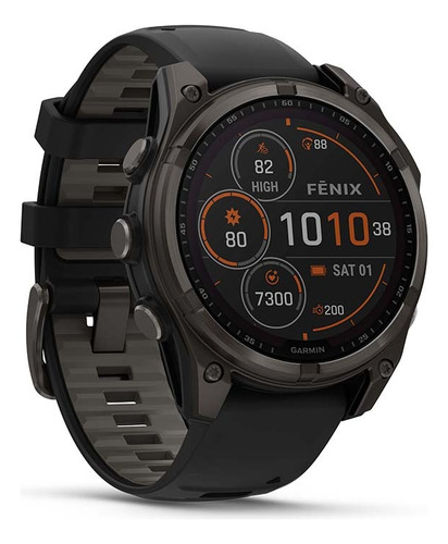 RELOJ INTELIGENTE FENIX 8 SOLAR DE 47 MM - GRIS CARBON Y NEGRO / GRIS GUIJARRO
