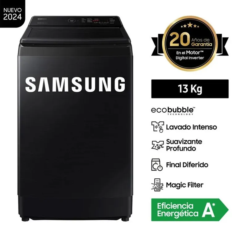 Lavadora Samsung 13KG Ecobubble WA13CG5441BVPE Negro